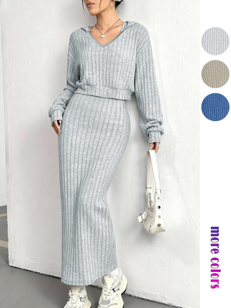 Women's Elastic Comfortable Dress Sweatshirt Set, Casual Two-Piece, Soft Fabric, Perfect for Travel Parties, All Seasons Y2K Style