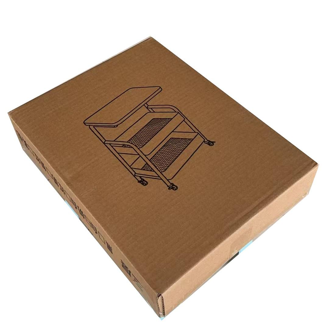 Three-Tier Rolling Cart with Desktop, Storage Shelf, Metal Frame, Portable Wheels, Durable Carbon Steel, Home or Office Use
