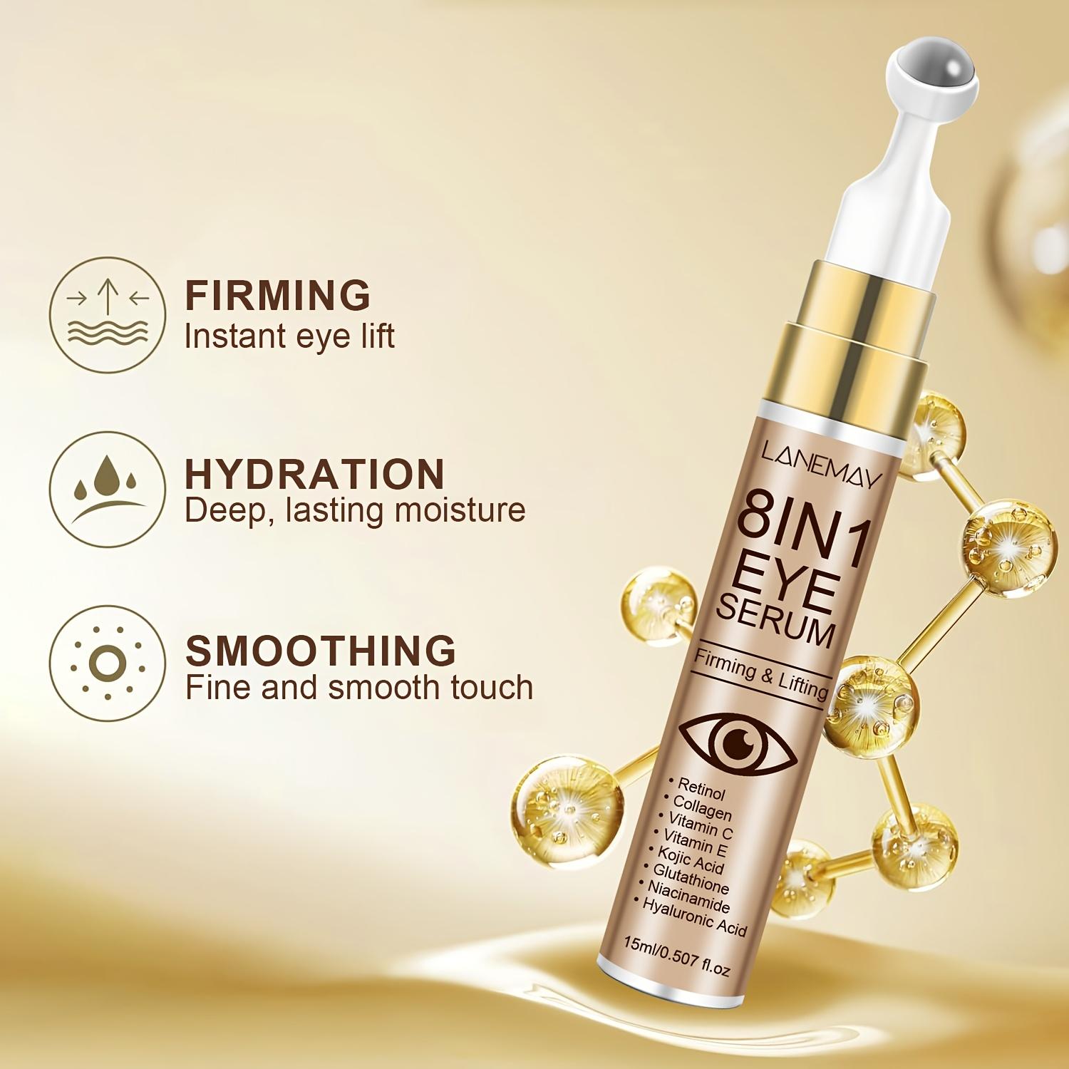 8-In-1 Eye Serum Balm, Firming & Deep Hydration, Moisturizing, Smooth Texture, 360° Roller Massager, Contains Retinol Collagen Niacinamide Ha