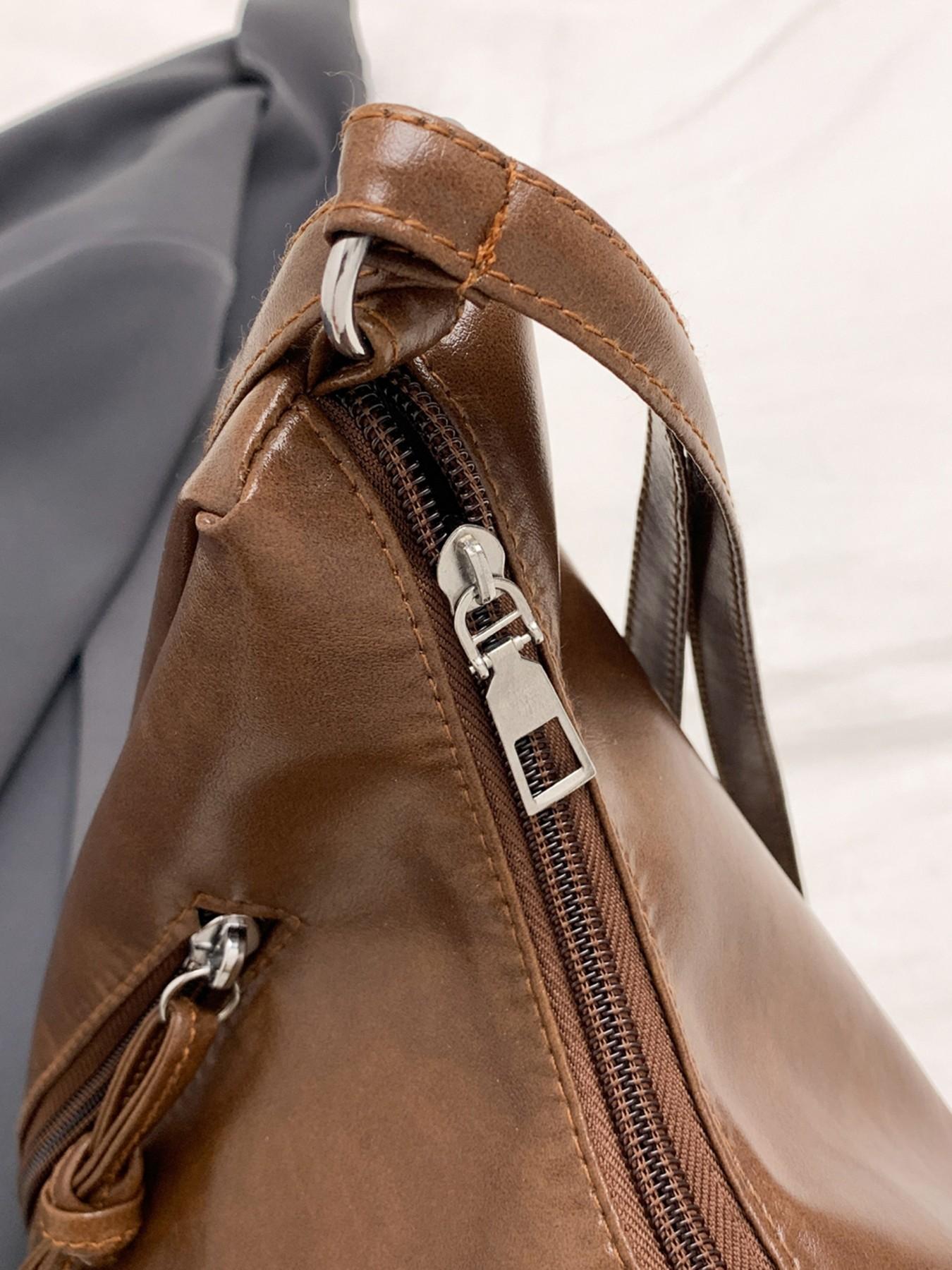 Simple and casual versatile texture shoulder bag, fashionable and personalized niche large capacity backpack, with external zipper pocket design, can accommodate tablets and headphones, suitable for commuting and shopping, Stylish Daypacks