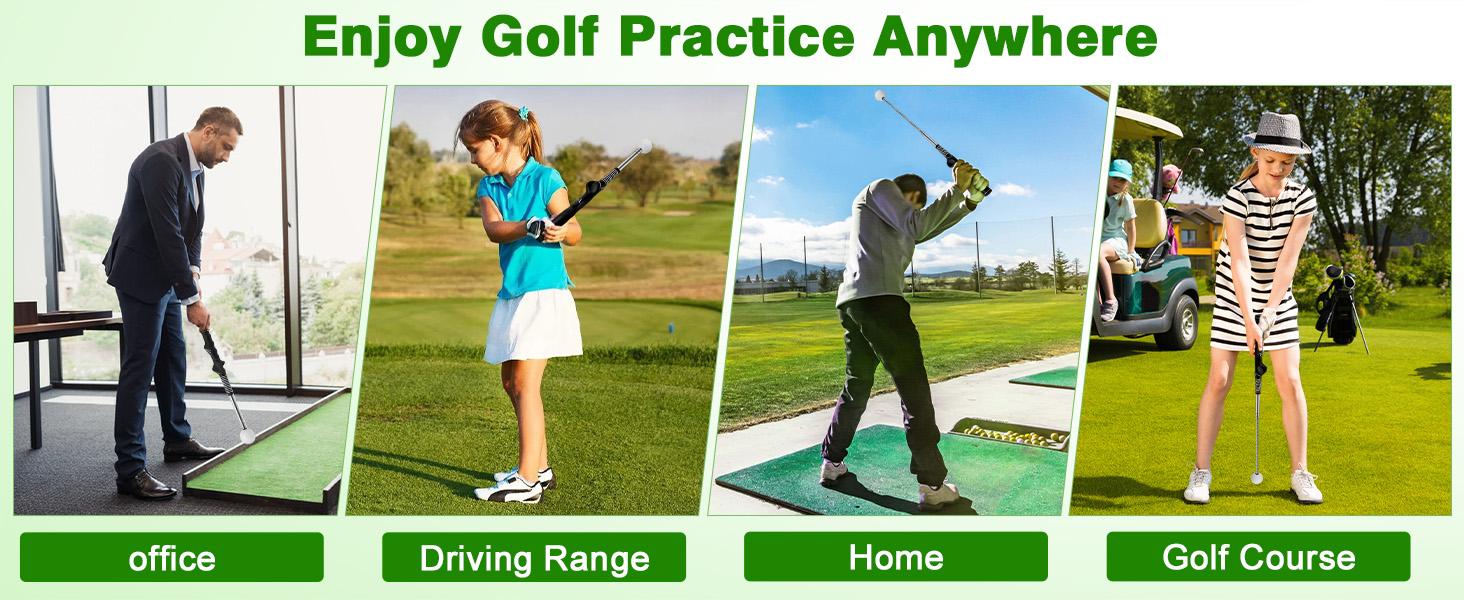 Adjustable Stainless Steel Golf Swing Trainer with Click Sound Feedback, Non-Slip Rubber Handle, Grip Trainer for Right-Handed Golfers – Indoor Training, Outdoor Course Warm-Ups Aid for All Proficiency Levels