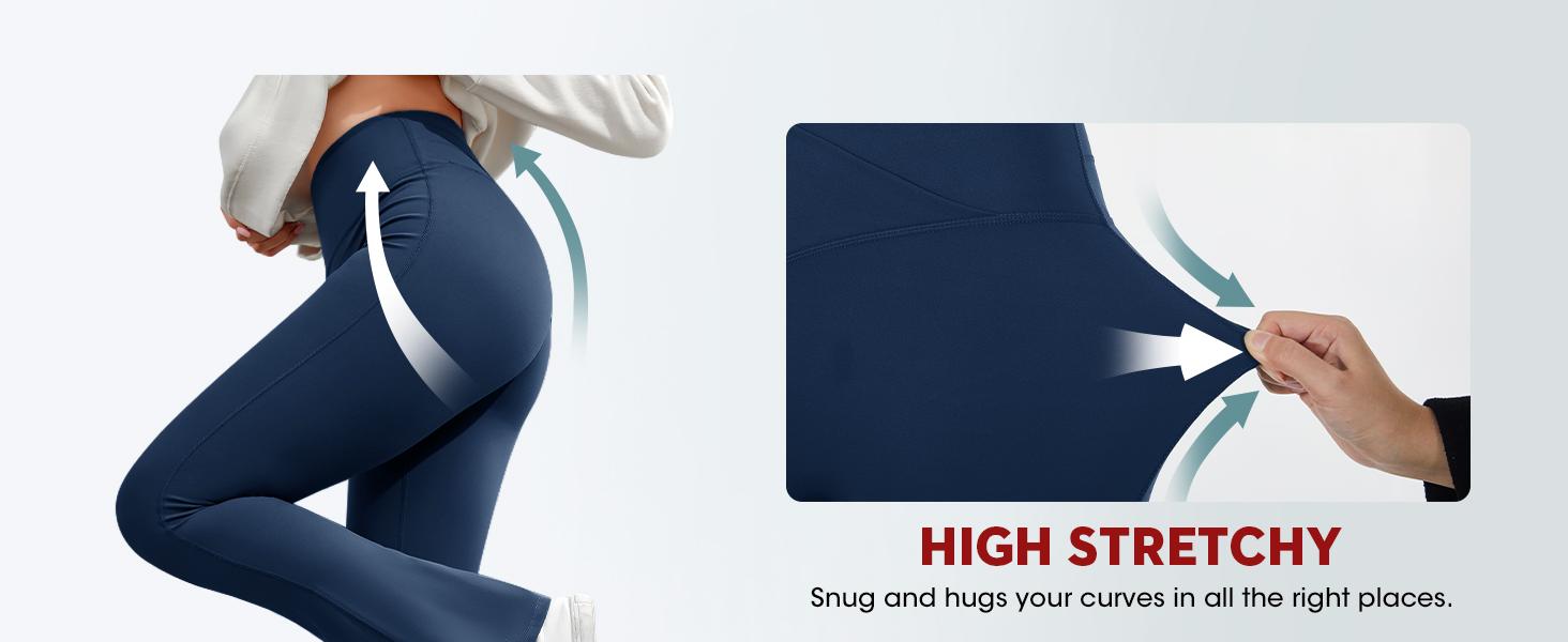 Danedvi Womens High Waist Flare Yoga Leggings Scrunch Butt Lifting Bell Bottoms Bootcut Workout Pants with Pockets Activewear