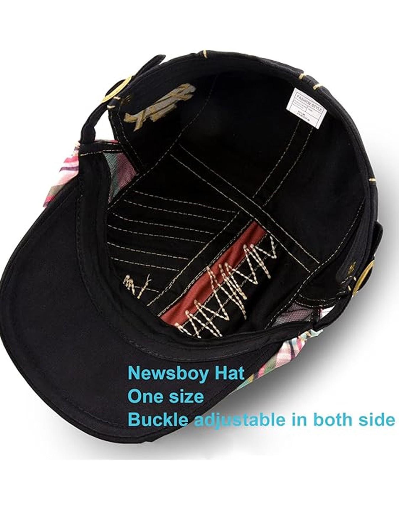Newsboy Cap for Men Beret Hat Casual Buckle Adjustable Cabbie Gatsby Hats Driving Flat Caps