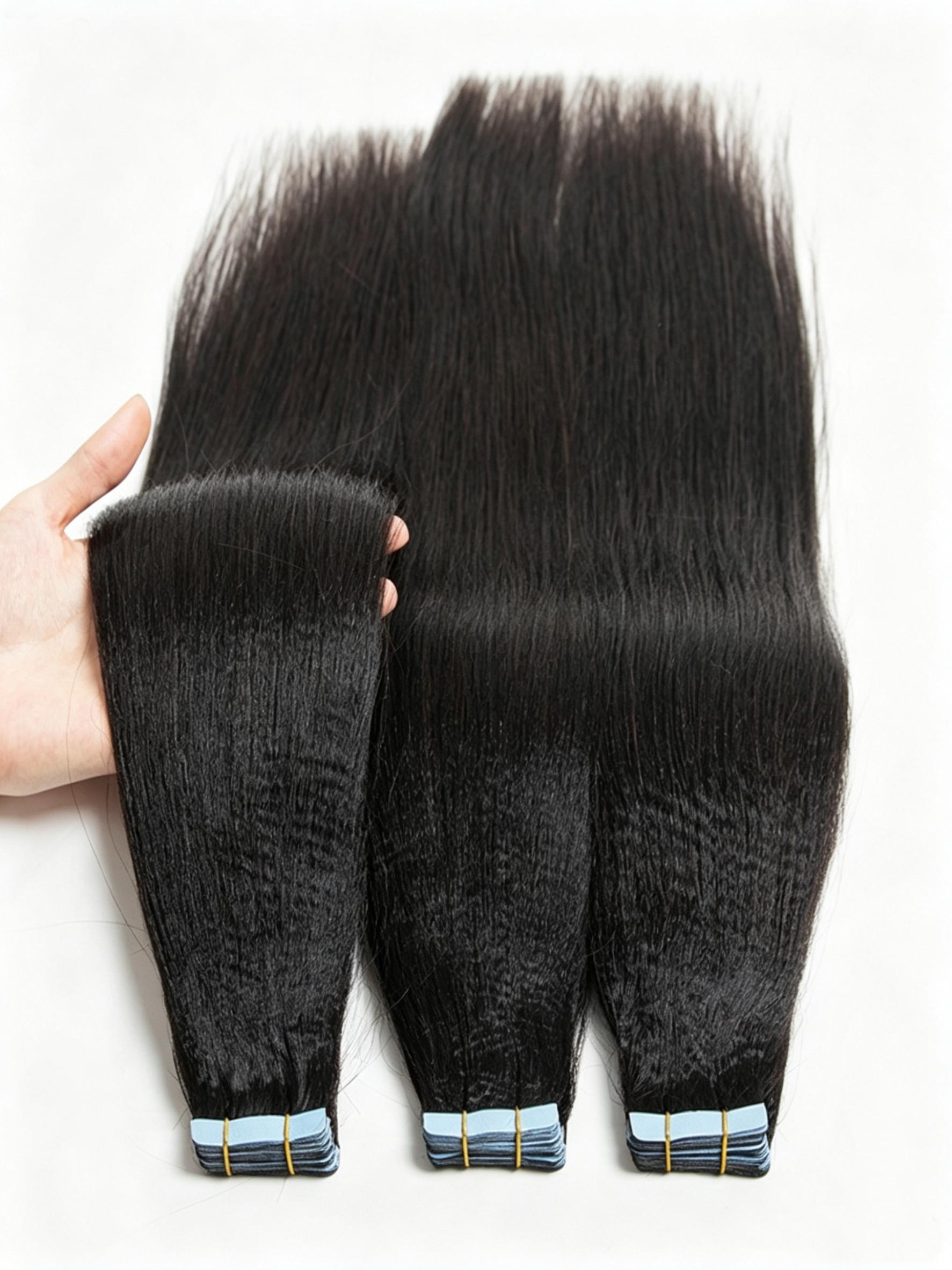 Light Yaki Tape In Hair Extensions Human Hair Silky Cuticle Remy Tape in Extensions Silk Pressed Yaki Tape ins 16-22inch 20pcs