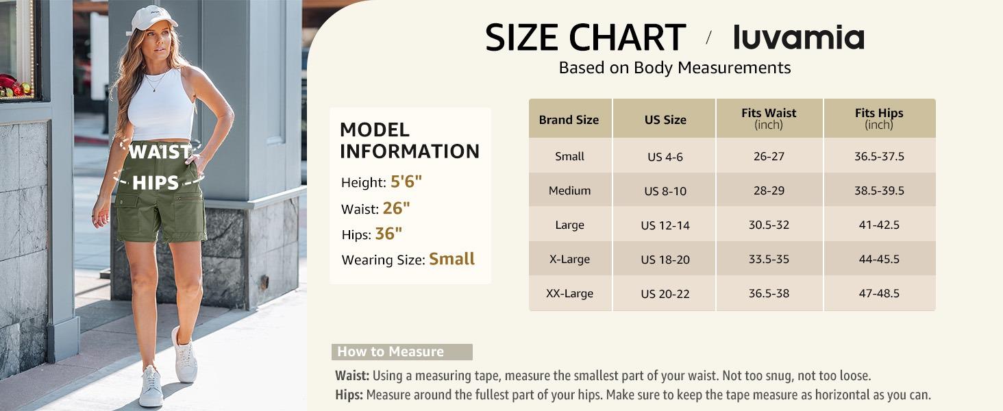 luvamia Hiking Shorts for Women Cargo Lightweight Water Resistant Elastic Waist Golf Casual Summer 7 Inch Inseam Shorts