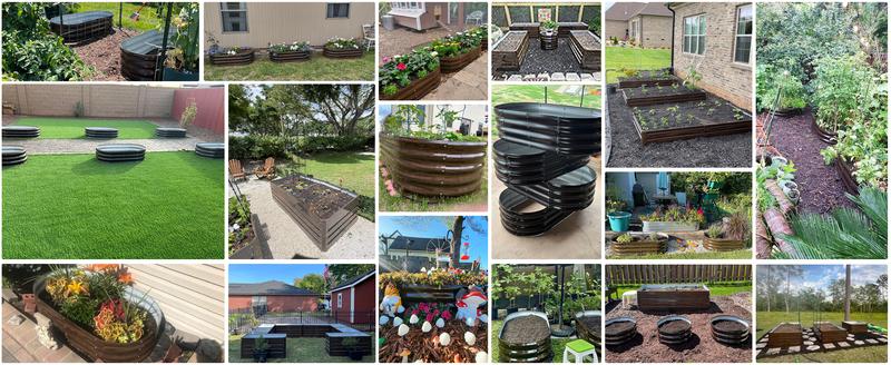 SnugNiture 2-Pack 12" Tall 4x2 ft Module Metal Raised Garden Bed Oval Metal Planter Box for Planting Plants Vegetables