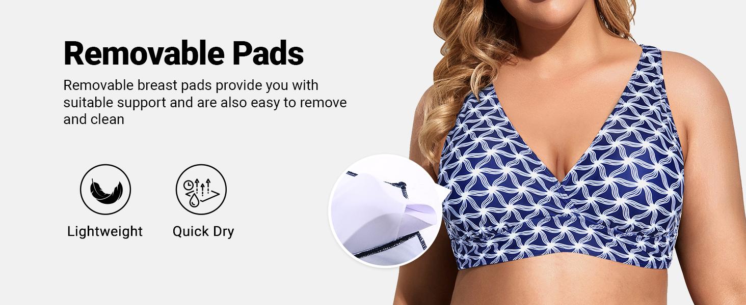 Holipick Women Three Piece Plus Size Tankini Swimsuits Tummy Control Bathing Suits with Sports Bra with Boy Shorts