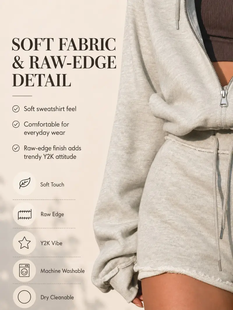 Women's Two-Piece Hooded Sweatshirt Set, Drawstring Zipper Long Sleeve Top, Elastic Waist Short Skirt Pants, Casual Fall Clothes Women's Two-Piece Hooded Sweatshirt Set, Drawstring Zipper Long Sleeve Top, Elastic Waist Short Skirt Pants, Casual Fall Clothes