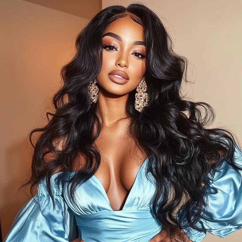 [24"=$116]Sunber 13x4 HD transparent Lace Front wigs Human Hair Pre Bleached Tiny Knots Glueless Ready To Wear Body Wave With Drawstring Natural Black 180% Density  TikTokShopJumpstartSale
