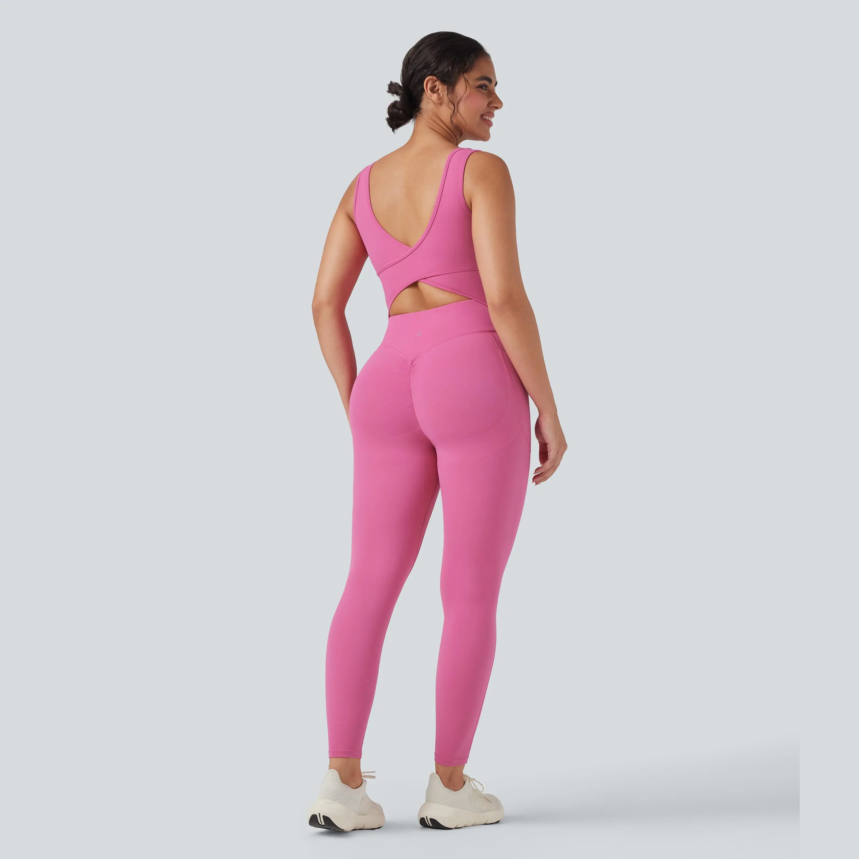 Halara UltraSculpt™ V Neck Tummy Control Butt Lifting Workout Jumpsuit with Pockets