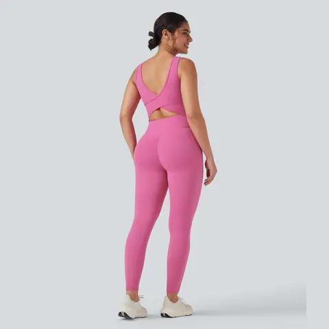 Halara UltraSculpt™ V Neck Tummy Control Butt Lifting Workout Jumpsuit with Pockets