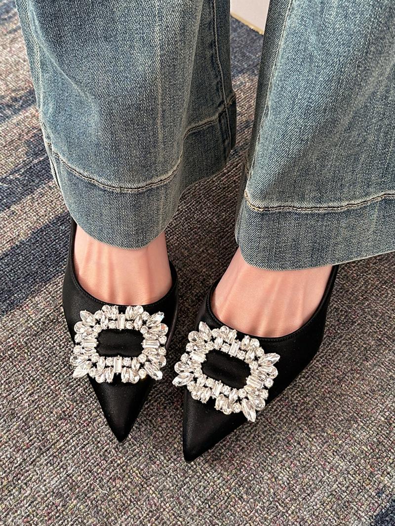 Women's Elegant Rhinestone Decorated Heels, Trendy Pointed Toe High Heel Shoes, Fashionable Heels for Party & Daily Wear