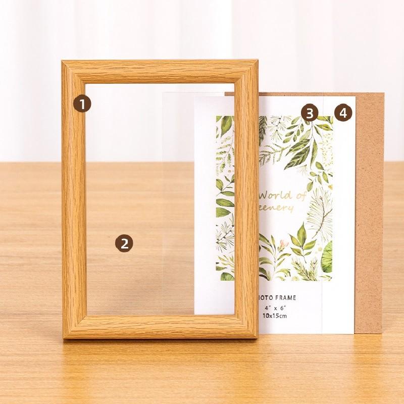 6 Inch 4x6 Wooden Frame, Simple Wood Photo Frame, Nordic Wall Art, Multi-Functional Hanging and Display, Home Decor for Bedroom Living Room Kitchen