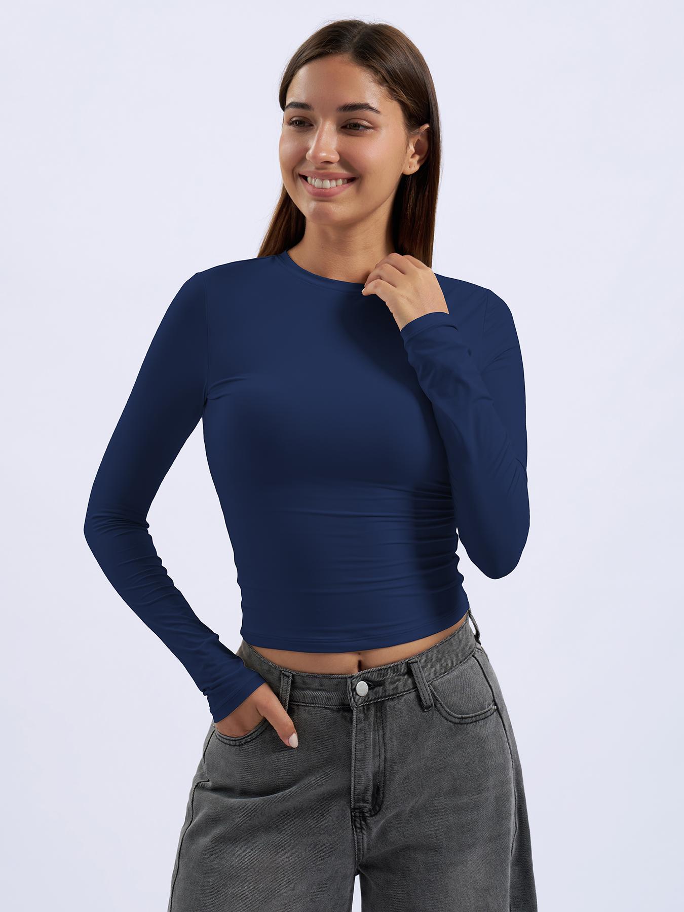 Women's Quick-Dry Long Sleeve Yoga Top, Tight-Fitting Sports Shirt for Pilates Running Fitness Gym Wear, Comfortable Activewear