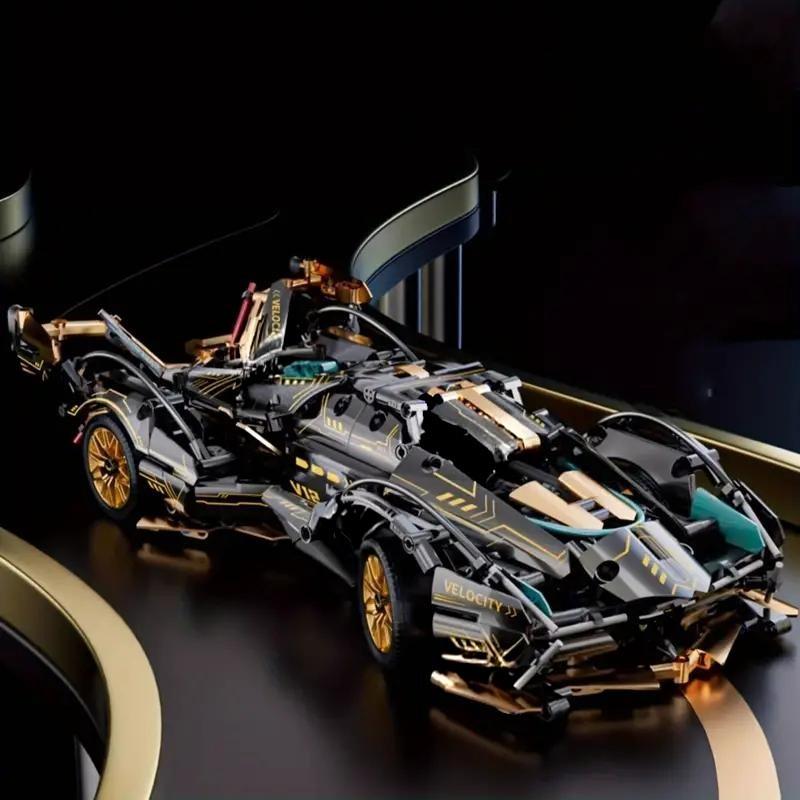 V12 Racing Car Building Blocks Set, Interlocking Stackable Puzzle Toy, Perfect Gift for Car Enthusiasts, Holiday Surprise Present