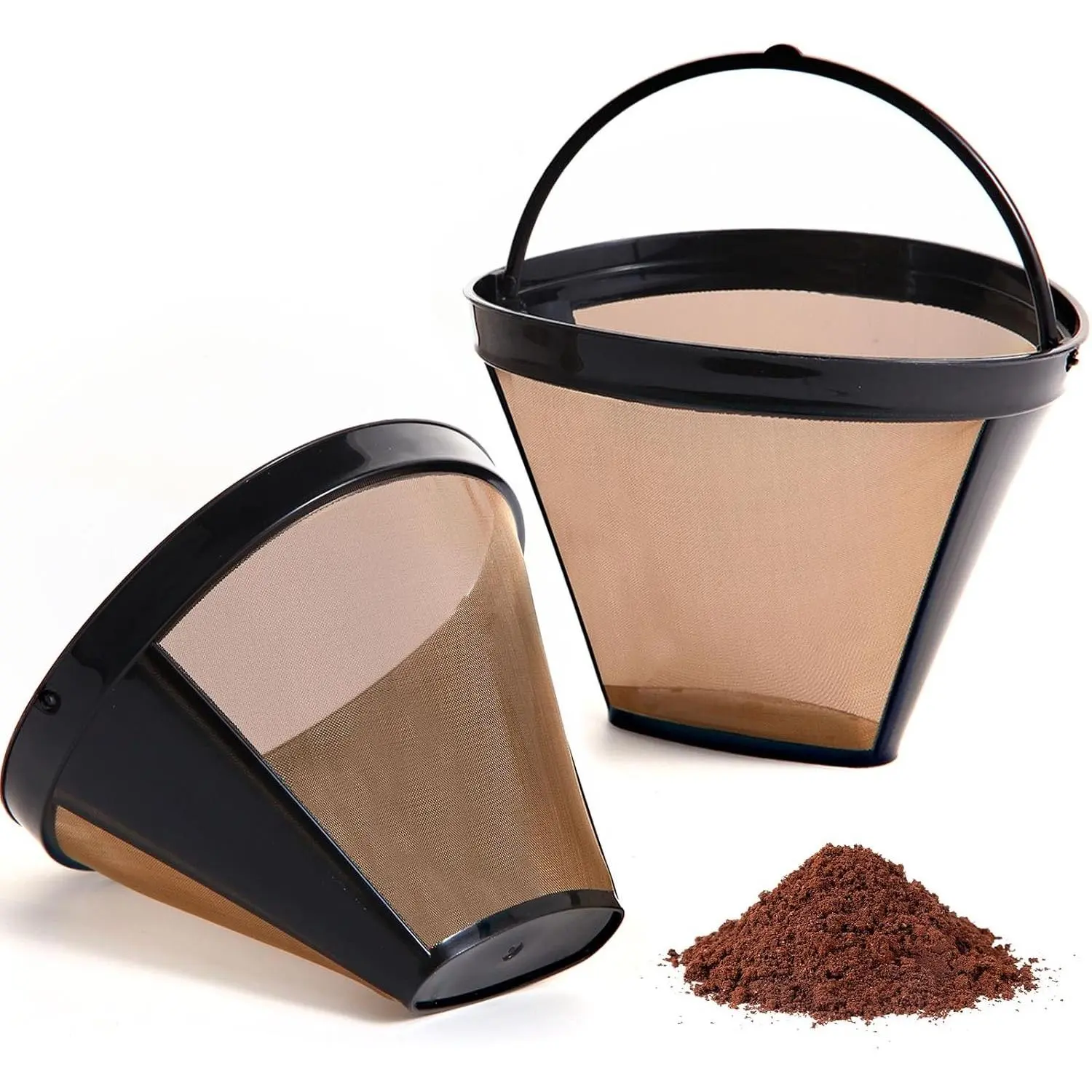 2PCS Reusable Premium Gold No.4 Cone Coffee Filters Compatible with Ninja Dual Brew Pro Coffee Maker for Coffee Lovers