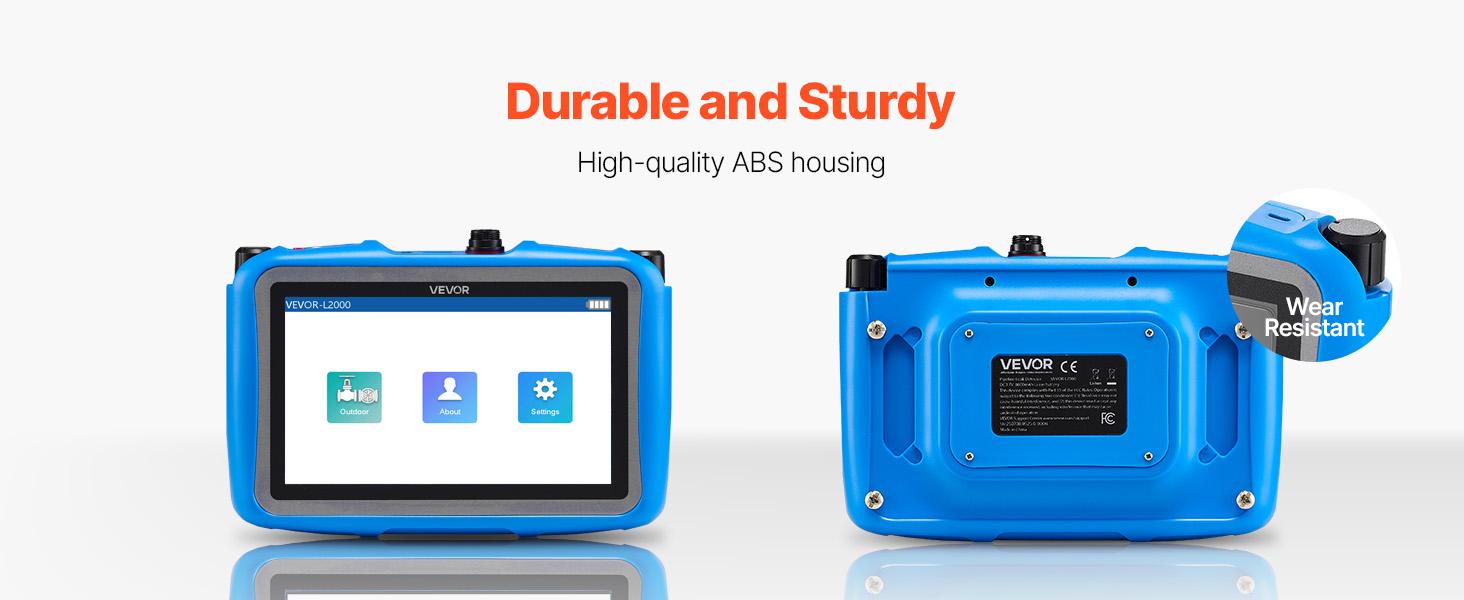 VEVOR Pipe Water Leak Detector for Outdoors, 1Hz-10000Hz, 7 Touchscreen Water Leakage Detection Locator for 16.4FT (5m) Underground Plumbing - with Medium Sensor, 3 Listening Rods, Headphone Case