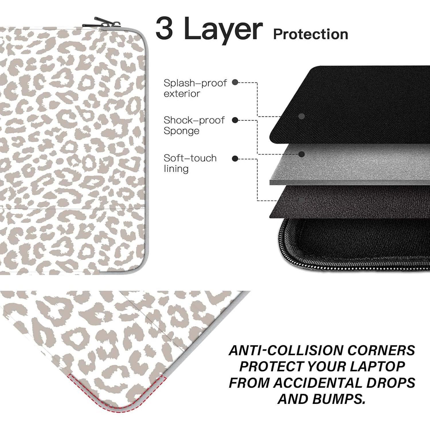 Laptop Sleeve Bag 15.6-16 inch,Compatible with MacBook Air 15 inch M2 2023 A2941/16 Pro M2 A2780 M1 A2485 /Pro Retina 15 A1990,Chromebook,,15.3-16 inch Notebook(Grey Leopard  Bag)