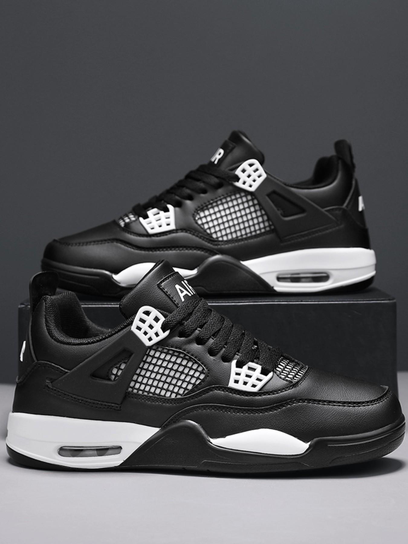 Breathable Leather Mesh Sport Shoes, Shock Absorption, Anti-Slip Sole, Unisex Basketball Shoes, Outdoor & Skateboarding Shoes