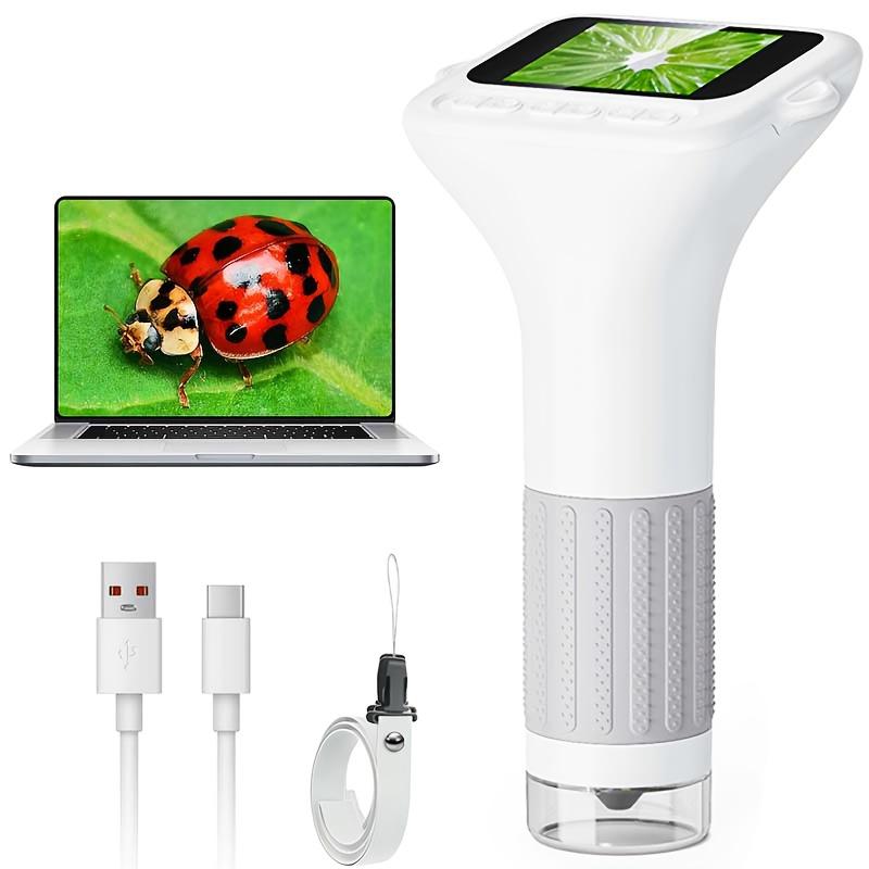 Portable Microscope for Kids and Adults, Mini Handheld Digital Microscope, USB Digital Microscope, IPS Screen Electronic Magnifier, 8 Adjustable LED Lights