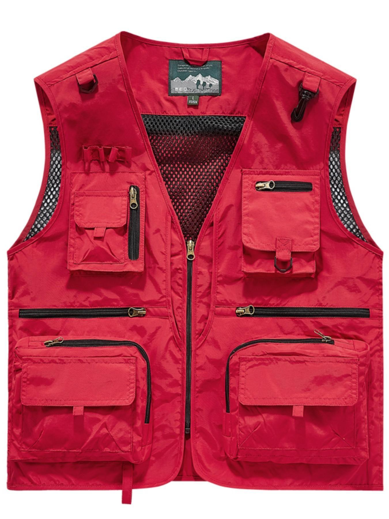 Men's Multifunctional Mesh Ventilated Vest, Outdoor Hiking Jacket, Multiple Pockets, Fishing Photography, Loose Fit, Summer Camping