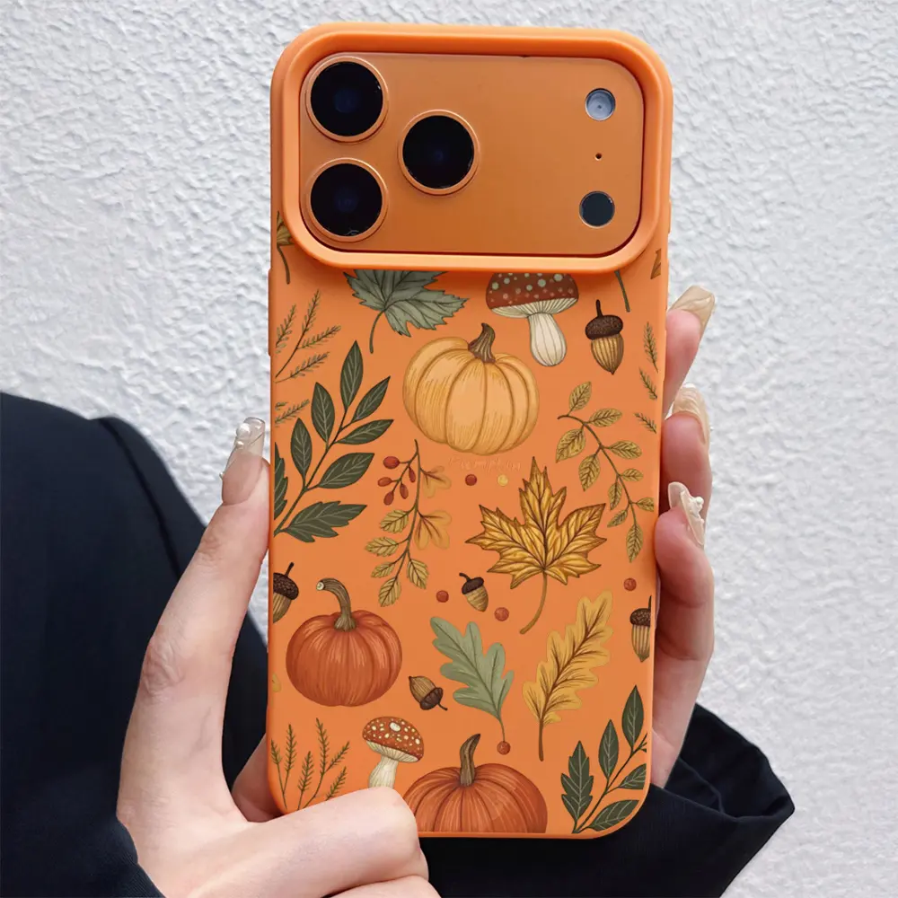 Autumn Harvest-Themed Phone Case for iPhone Series, Cute Accessories, Minimalist Cover, Drop-Resistant Premium Soft TPU Case with Pumpkin, Mushroom, Acorn, Fallen Leaf Patterns (Fits iPhone 15 Pro/15 Pro Max/15 Plus/16/16 Pro/16 Pro Max/16), Mixed Color 1