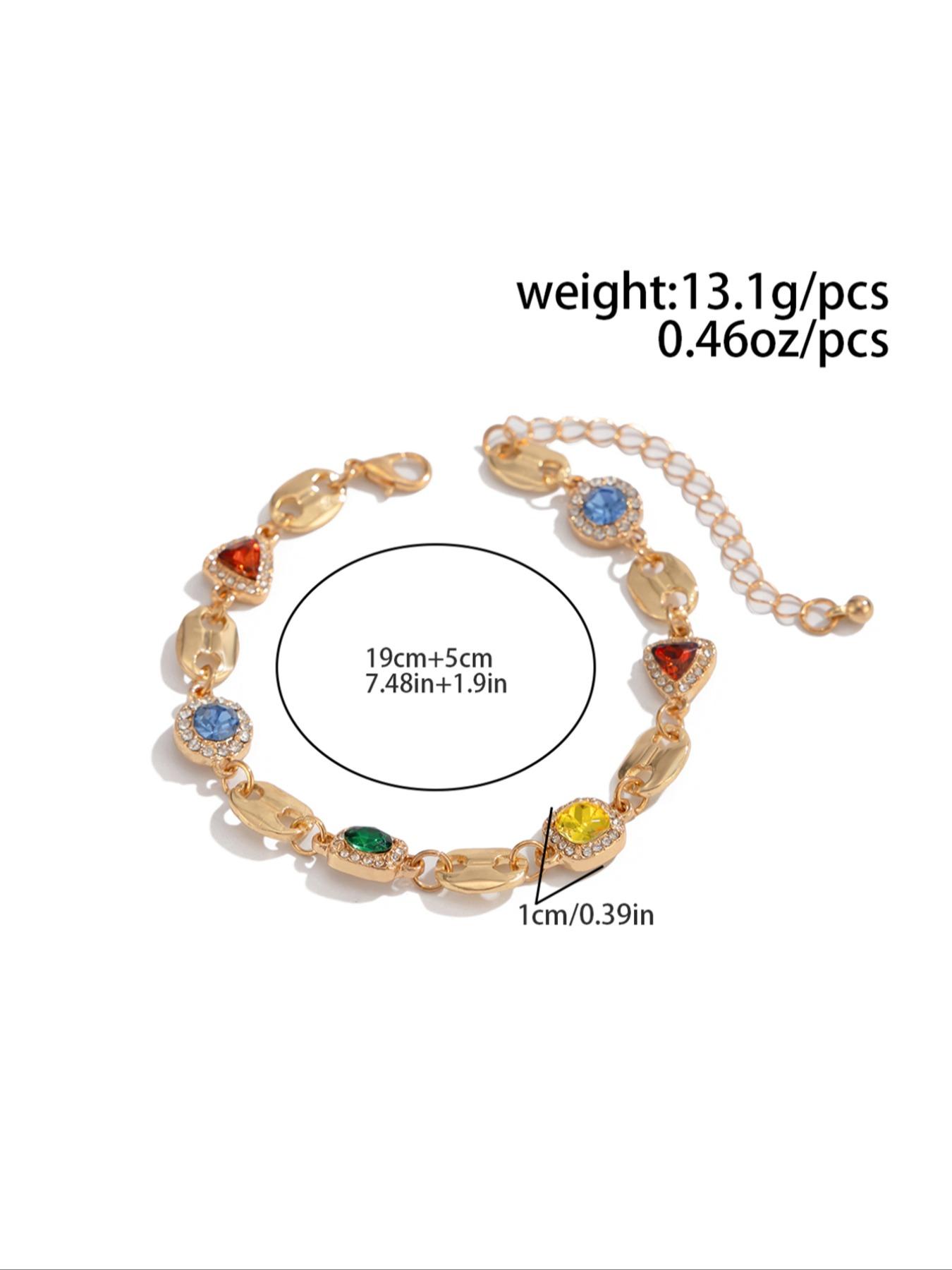 Men's Colorful Gemstone Bracelet, Rhinestone Jewelry for Daily Wear, Party & Holiday Accessories, Stylish Men's Fashion Accessory