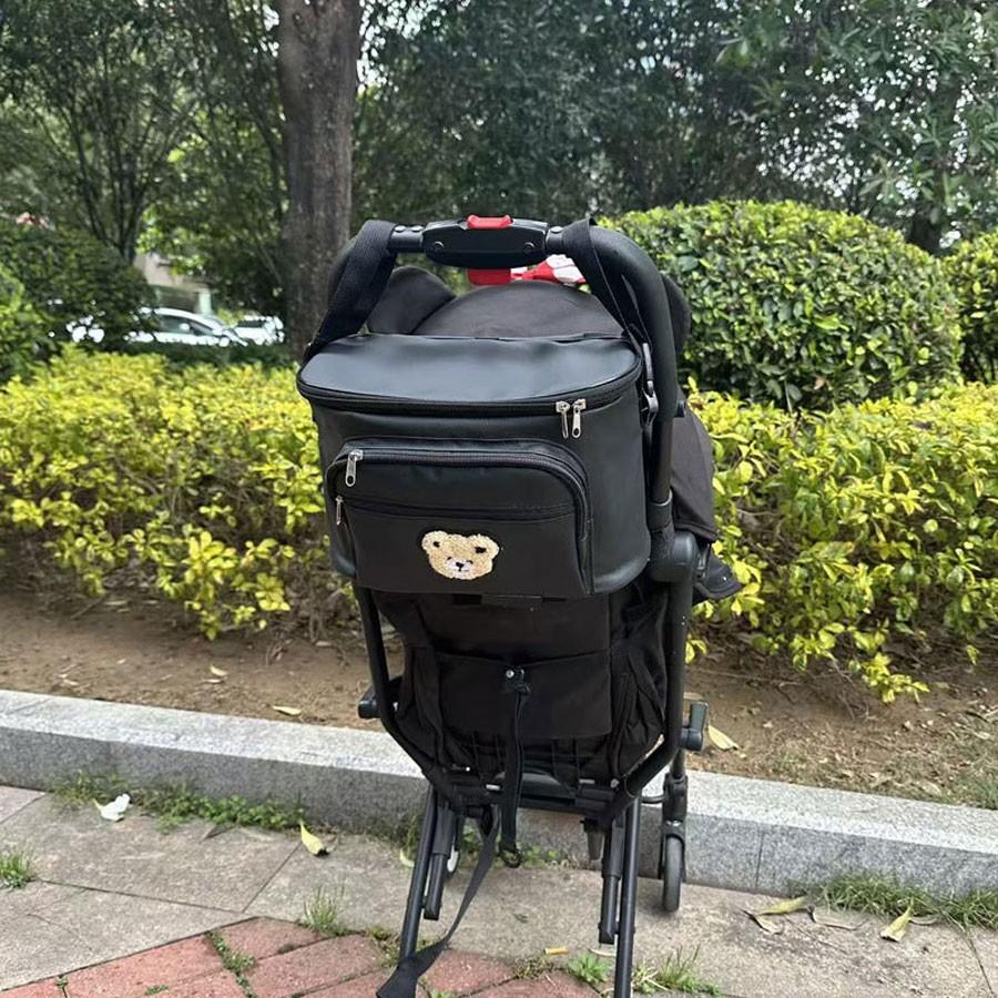 Cute Little Bear Stroller Storage Bag, Large Capacity Multi-Pocket Stroller Accessory, Convenient Baby Gear Organizer
