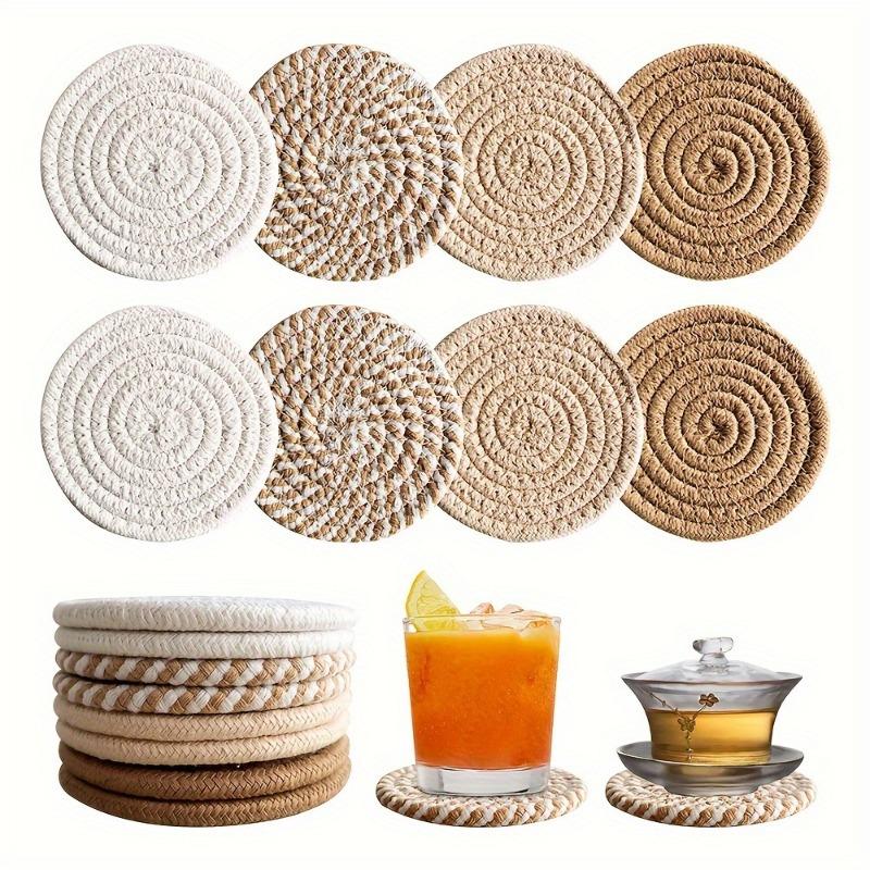 8pcs Absorbent Round Kitchen Coasters Set, Minimalist Drink Mats for Coffee Table Home Decor, Bar Housewarming Gift