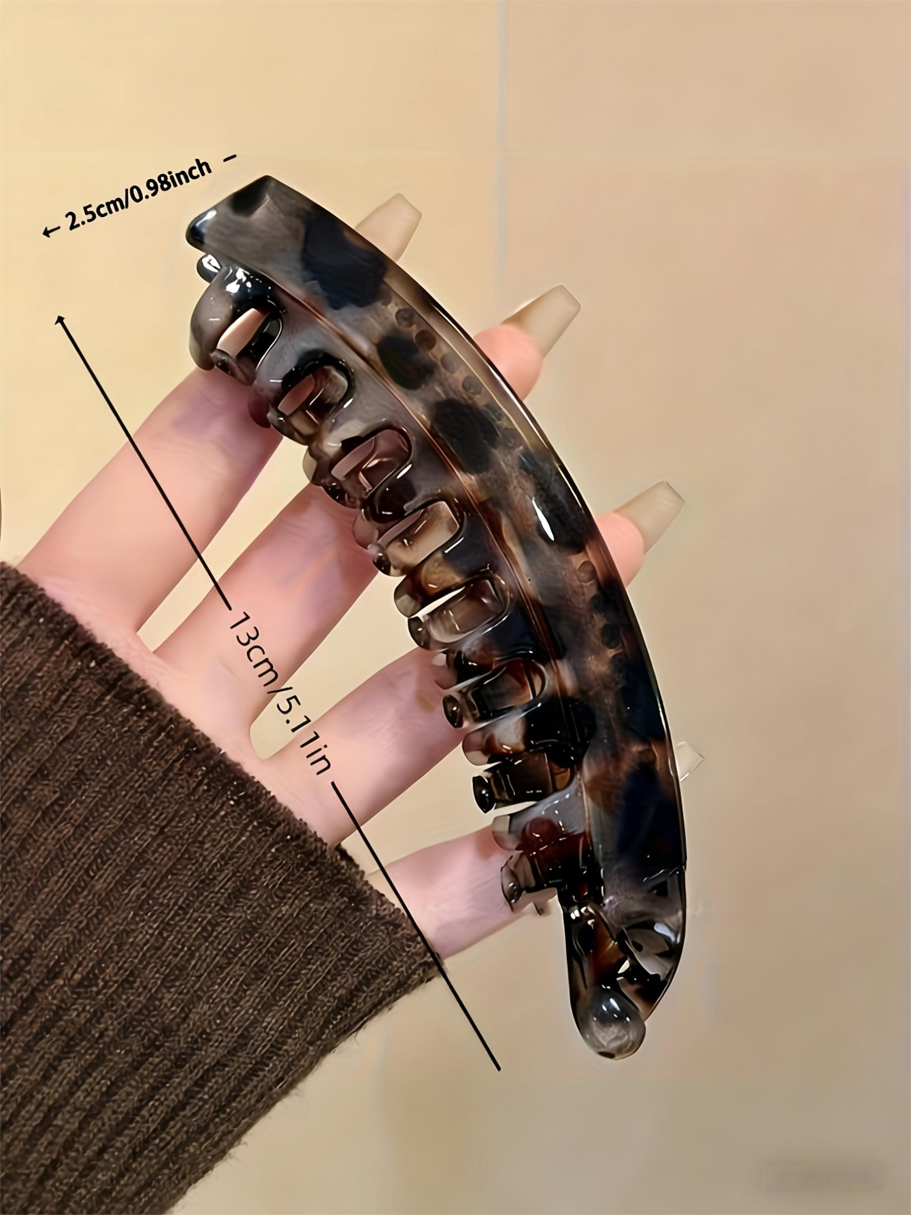 3pcs Non-Slip Large Banana Clips, Strong Hair Grip for Ponytails and Updos, Thickening Hair Volume, Leopard Print