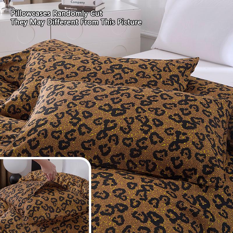 Extra Large Leopard Print Bedding Set, 3-Piece Polyester Comforter and Pillowcases, Modern Style Bedding for All Seasons
