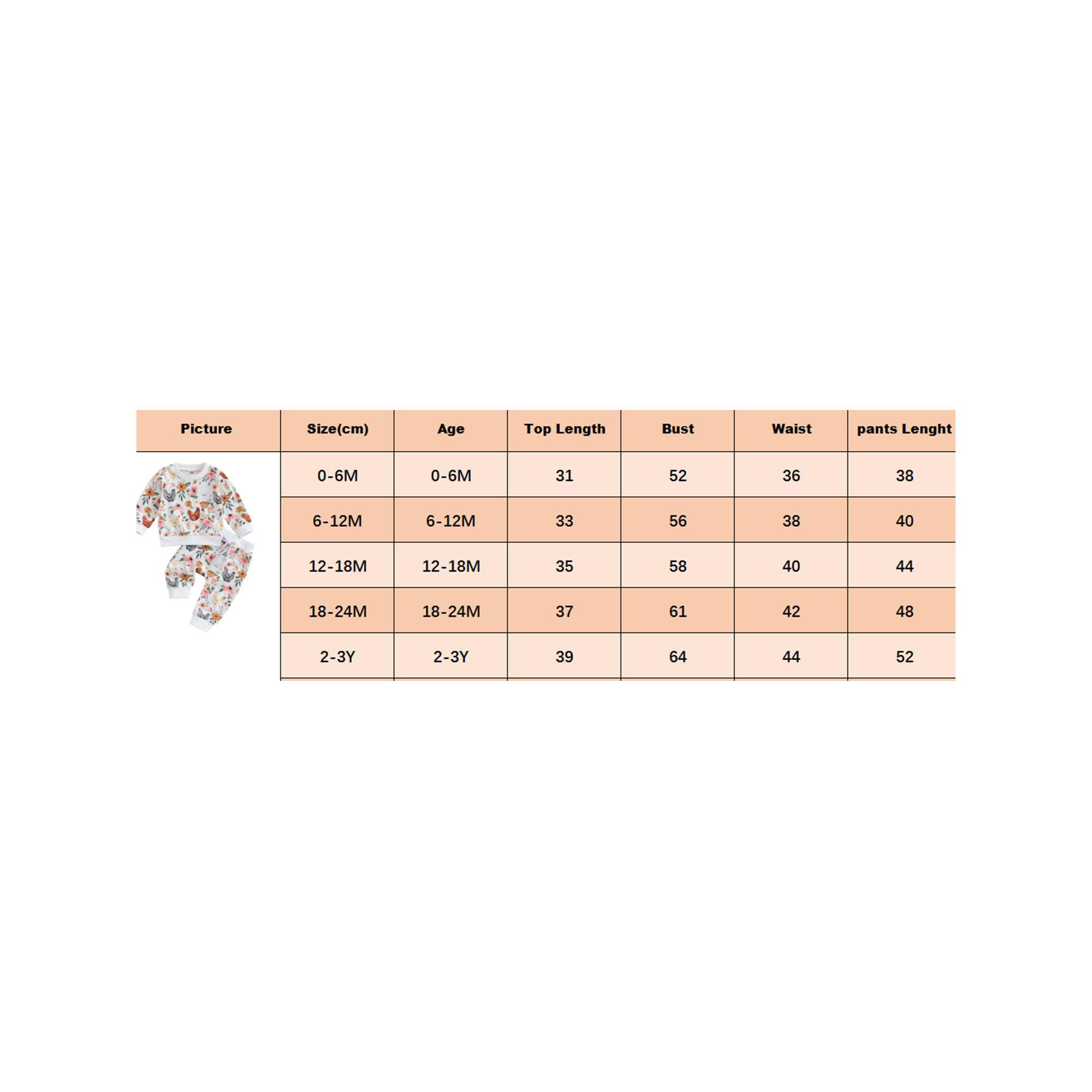 Toddler Infant Girl Boy Farm Outfit Chick& Flower Print Long Sleeve Sweatshirt Jogger Pants 2pcs Fall Winter Clothes