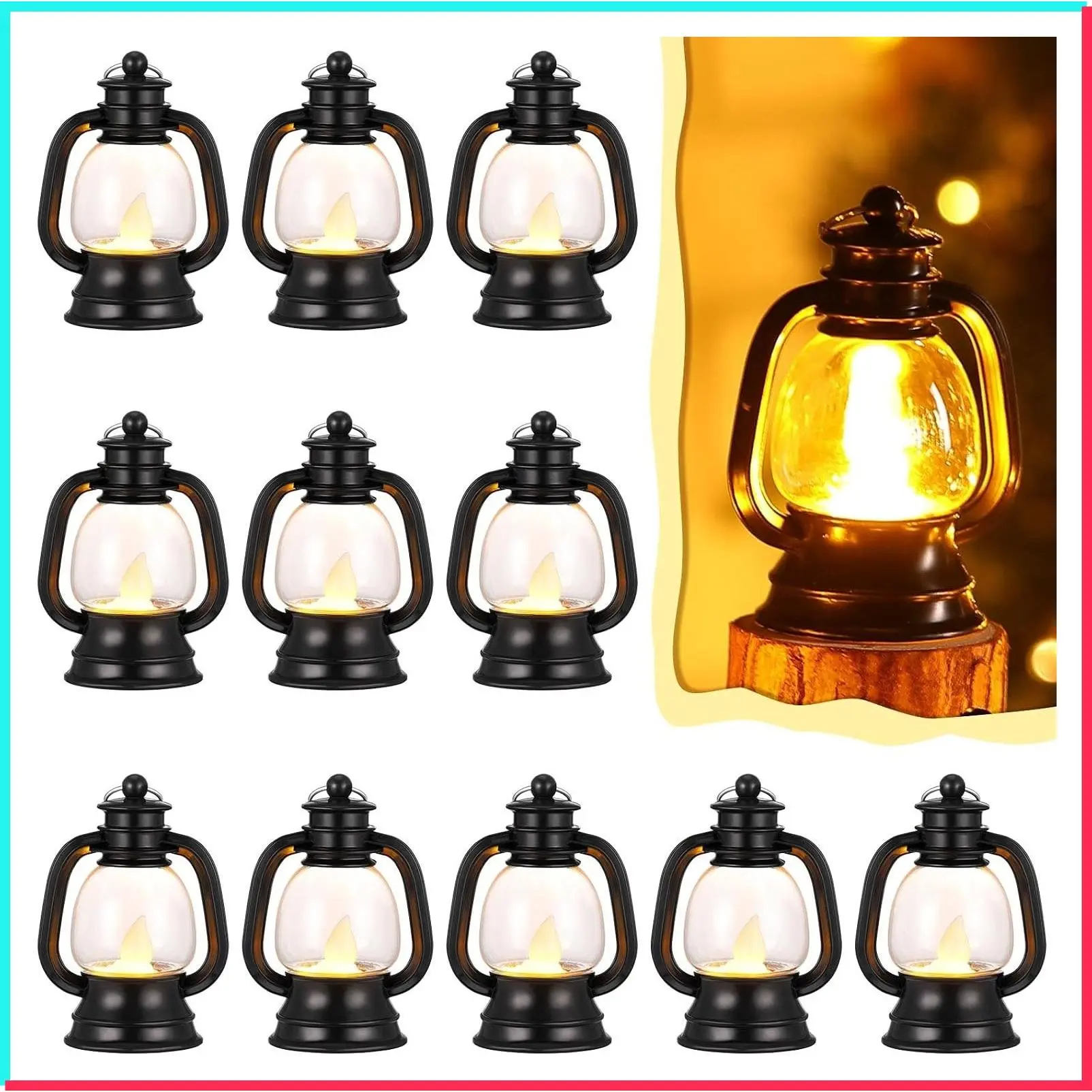 12 Pcs 4 Inch Black Mini Lanterns Table Centerpieces Bulk