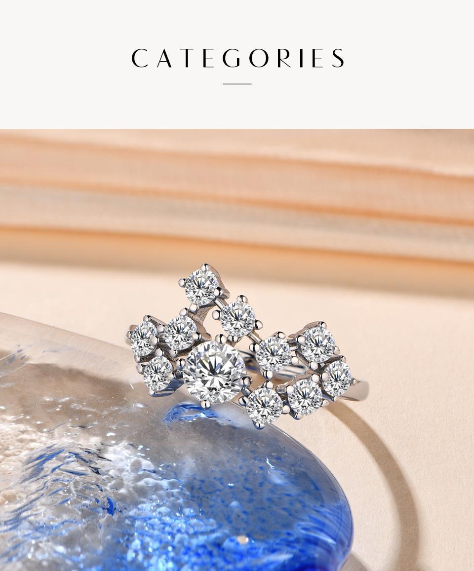 Gorgeous Synthetic Moissanite Ring 1.5CT D Color for Women Birthday Gift Engagement Wedding Fine Jewelry R035