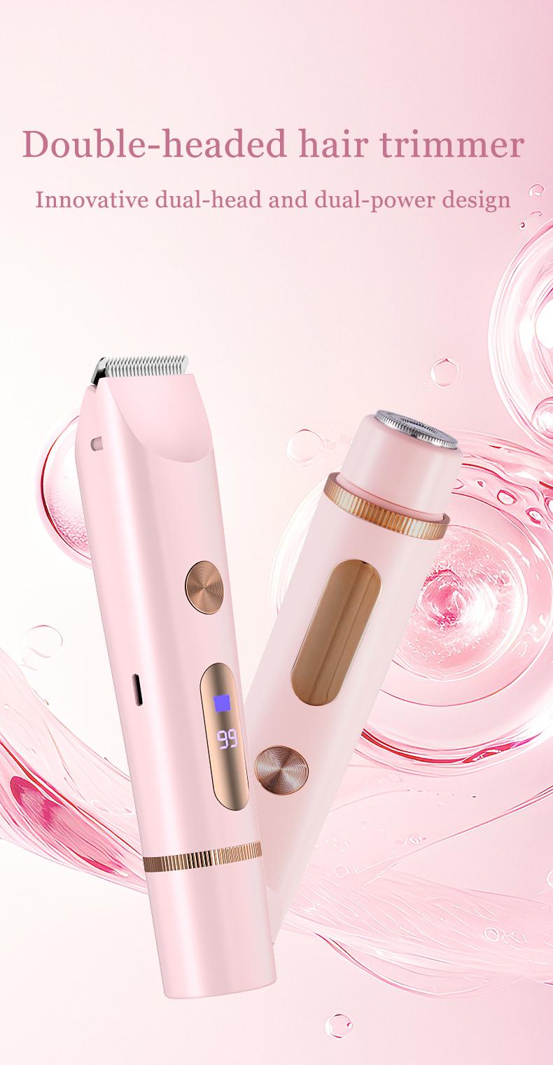Bikini Trimmer for Women Electric Razors for Women Women's Electric Razor 2 in 1 Shaver Pubic Hair Trimmer  waxing kit Ipx7 Waterproof Wet Dry Use Bikini Shaver for Ladies Pubic, Legs, Face, Underarms Pink