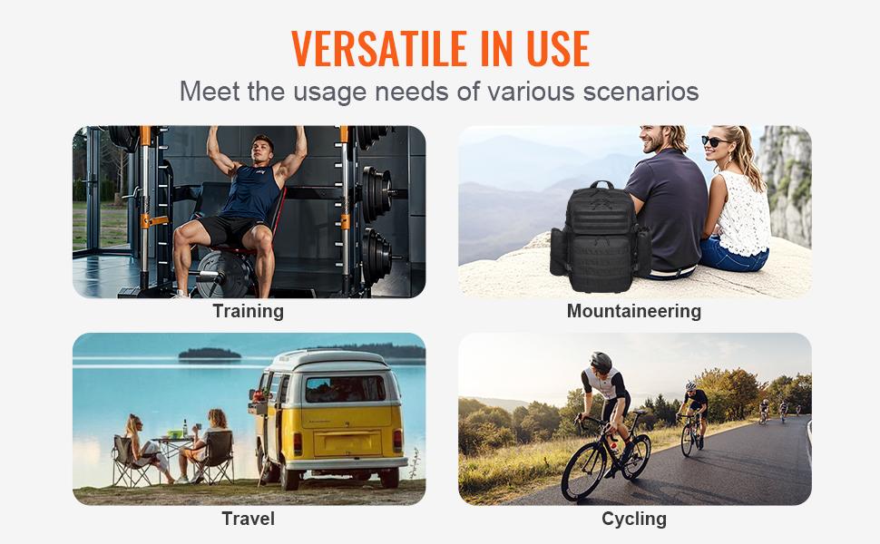 Tactical Backpack, 45L Military Tactical Backpack with Molle Design 3 Compartments, Army Assault Pack Bag for Men and Women, Range Gear Backpack for Outdoor Adventure, Hiking, Hunting, Black