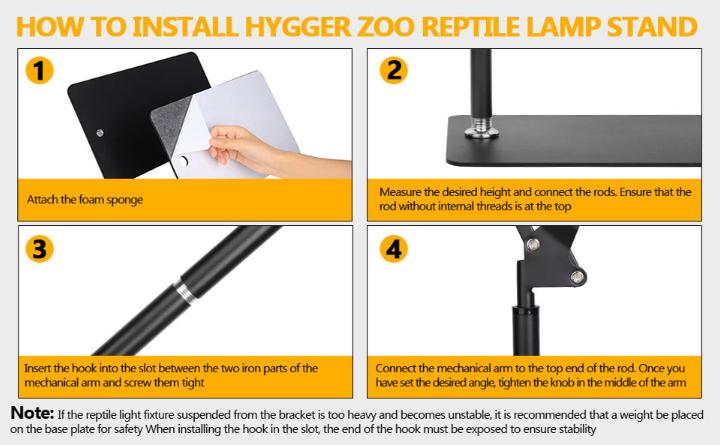 Reptile Heat Lamp Stand,Adjustable Heat Lamp Stand for Reptiles 7.87-74.8" with 360° Rotatable Swing Arm, Reptile Light Stand for Bearded Dragon Lizard Turtle Chick Plants