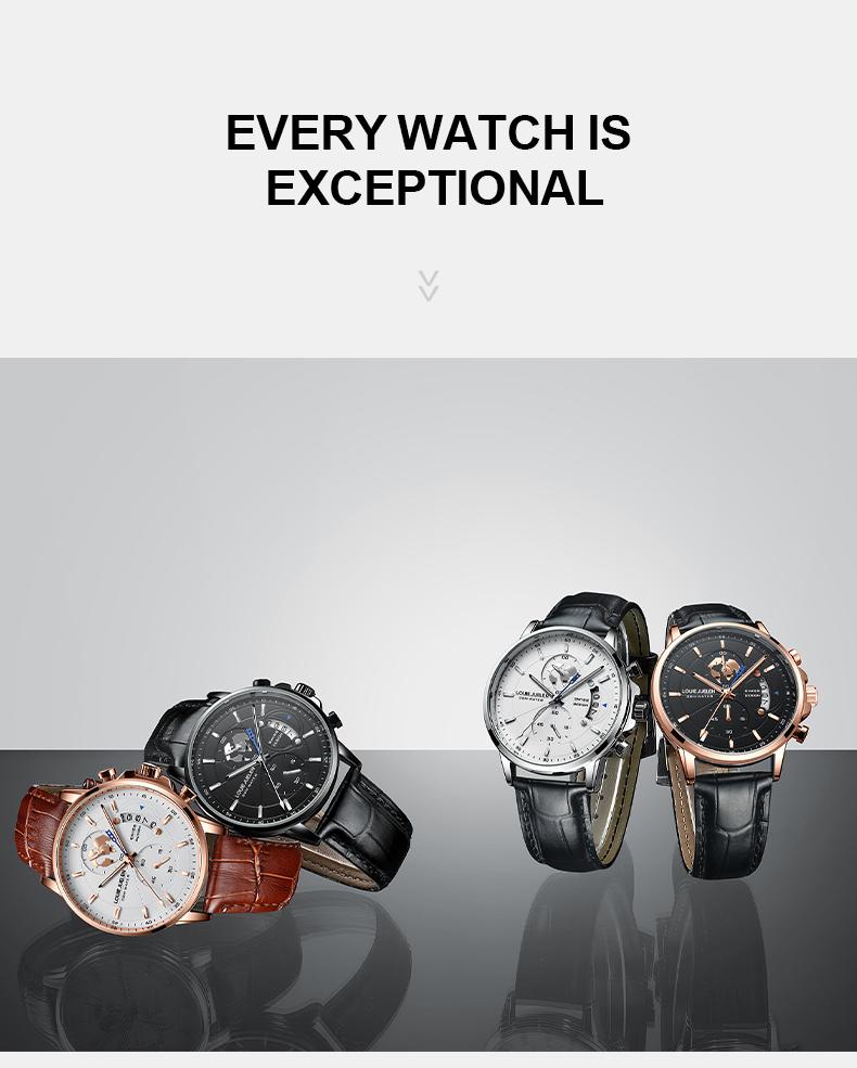 Elegant Men's Watch: Globe Design, 30m Water Resistance, Luminous Dial, Calendar & Chronograph | Stylish for Day & Business | Classic Timepiece