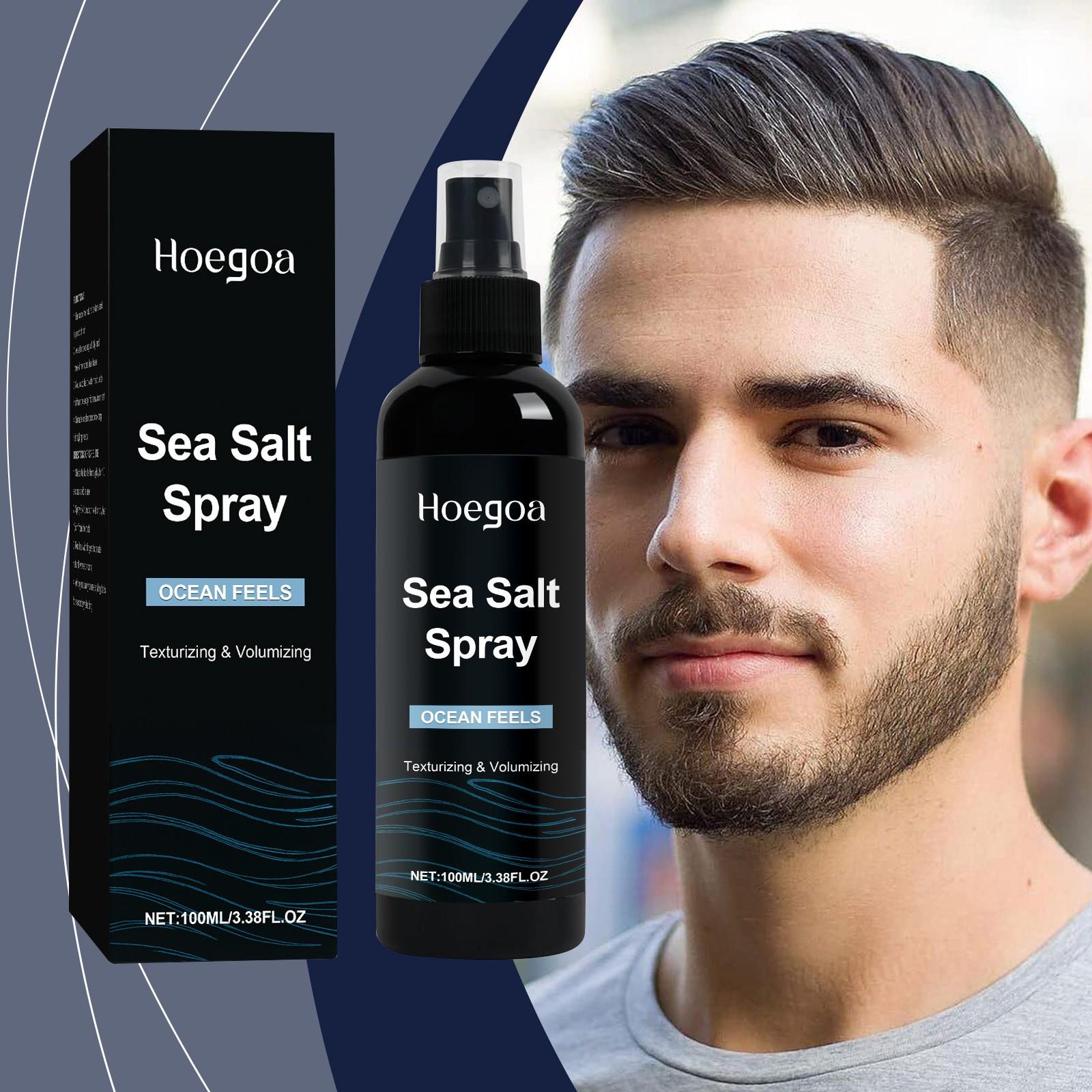 Hoegoa Men's Sea Salt Styling Spray, Haircare Gentle Lightweight Volumizing Long-Lasting Fresh Root Texture Care, Hair Gel for Volume & Shine, Daily Use
