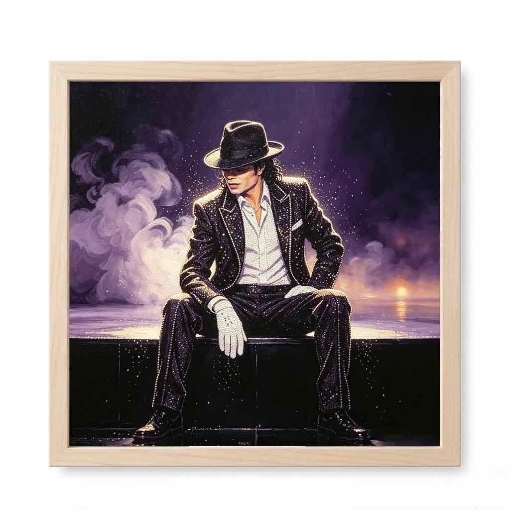 A set of 2D flat frameless handmade DIY diamond painting kit, vintage classic Michael Jackson portrait with smoke and light effects, perfect for living room and bedroom wall decoration to add artistic charm to your space.