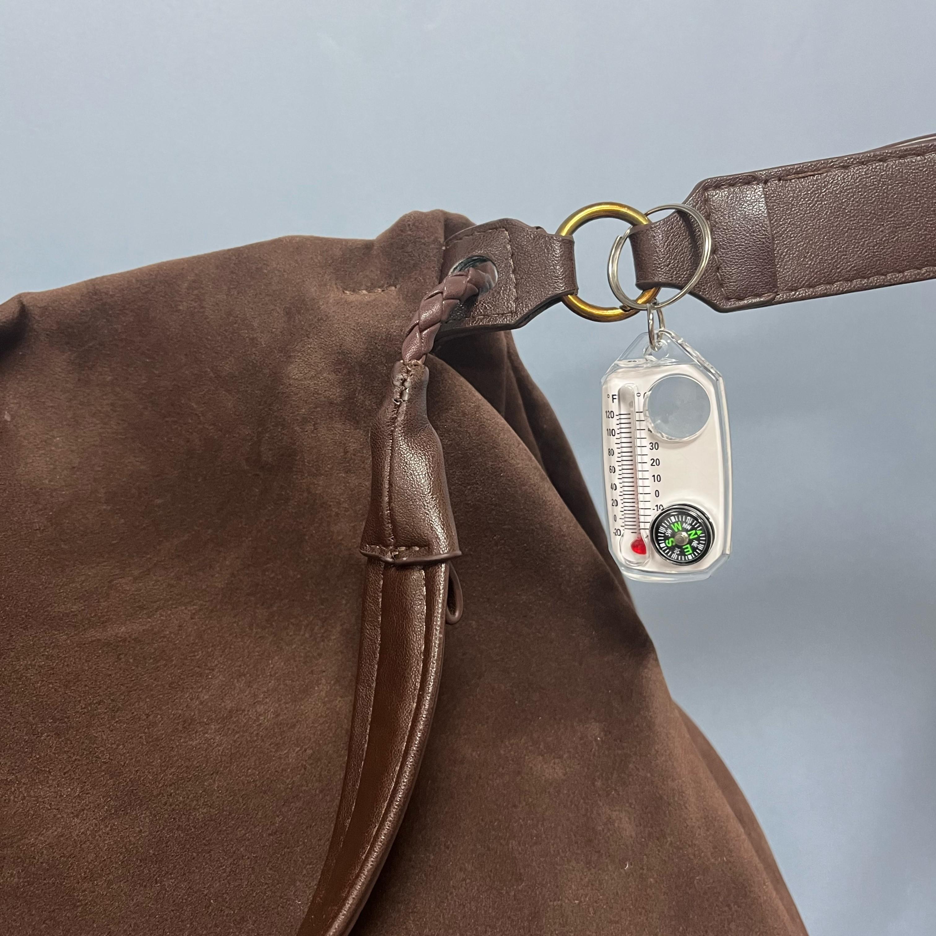 Cute Zipper Pull Compass & Thermometer, Easy-To-Read Outdoor Thermometer, Compact Design, Ideal for Camping & Travel
