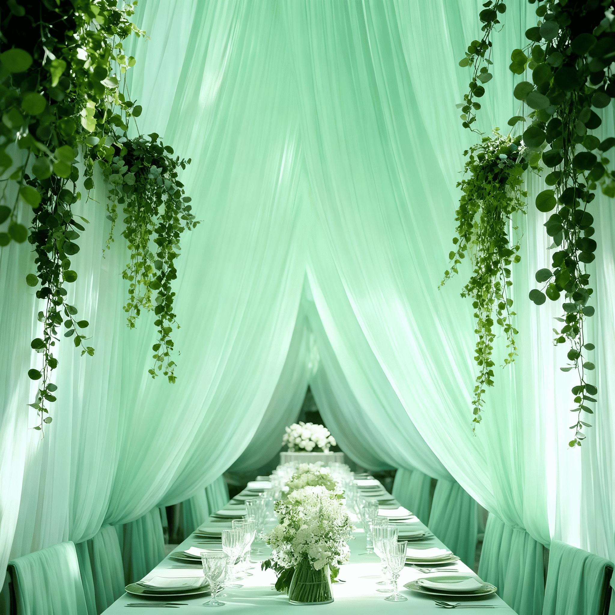 One piece of romantic light green large wedding tulle fabric, suitable for wedding arches, ceremony backdrops, tent decorations, Valentine's Day, Christmas, Halloween, Thanksgiving, etc., indoor and outdoor decorations, party banners, and pennants.
