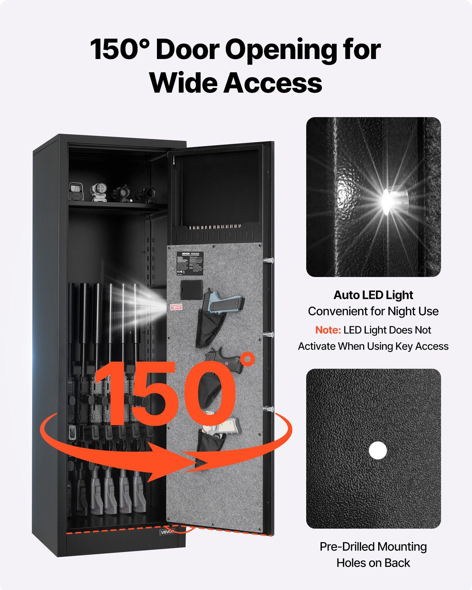 fathersdaygift  VEVOR 8-10 Gun Safe, Long Gun Cabinet for Rifles and Pistols, Quick Access Rifle Safe with 3 Pistol Pockets and Adjustable Racks, Large Digital Cabinet with Fingerprint and Password Lock
