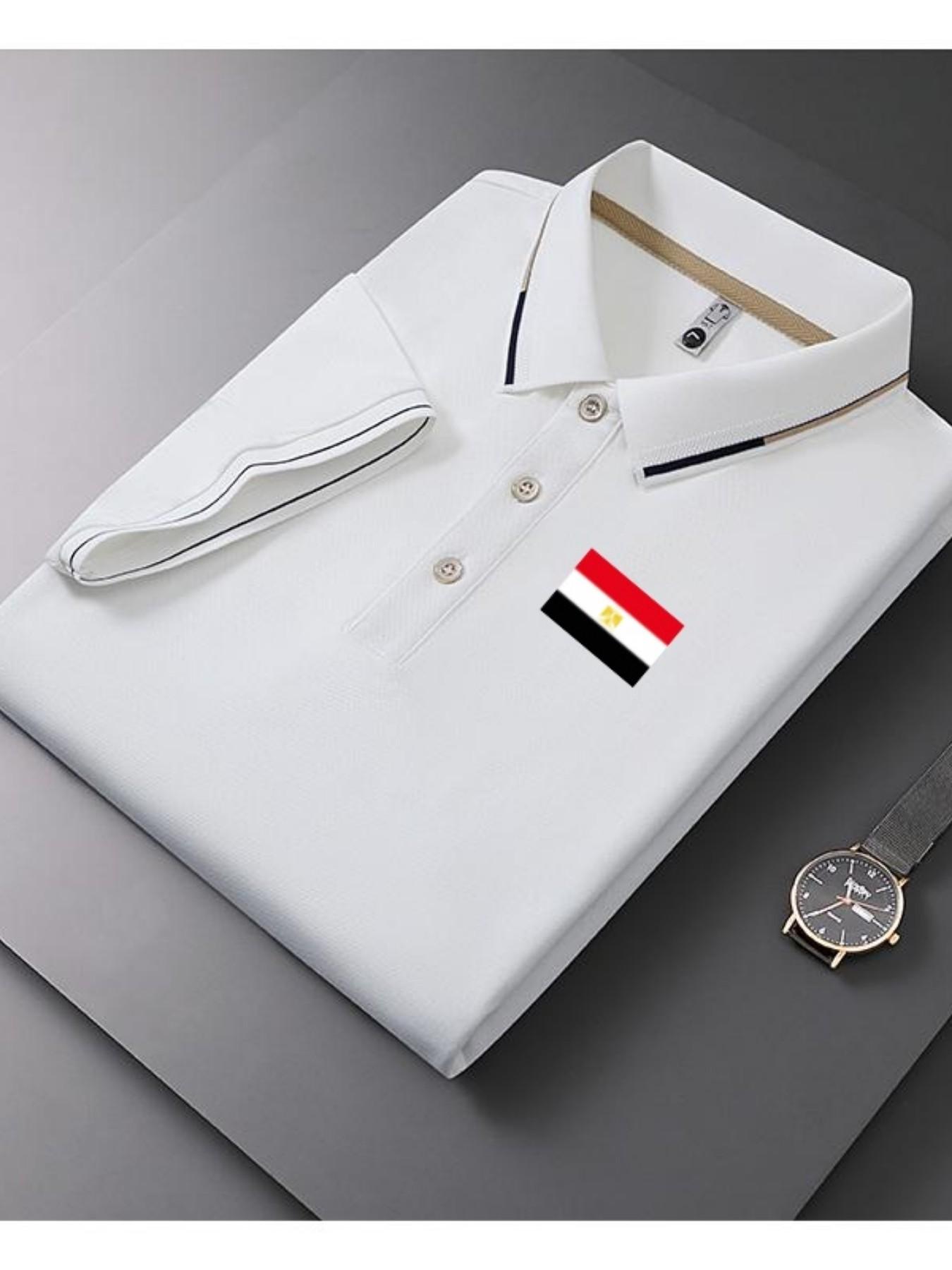 Men's Casual Summer Print T-Shirt, Fashionable Short Sleeve Top, Geometric Design, Lightweight Breathable Polo Shirt