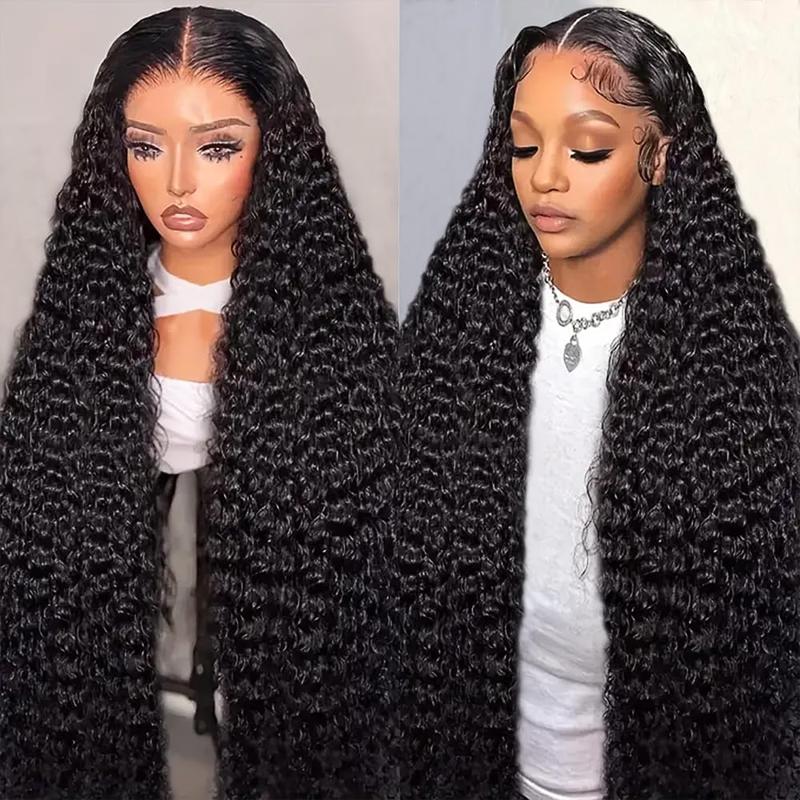 Bling Hair VIP 38 36 34 inch Kinky Curly Lace Front Wigs Human Hair Pre Plucked 180% Density 13x4 13x6 HD Transparent Lace Frontal Curly Wigs Human Hair Deep Curly Human Hair Wigs For Women Natural Black
