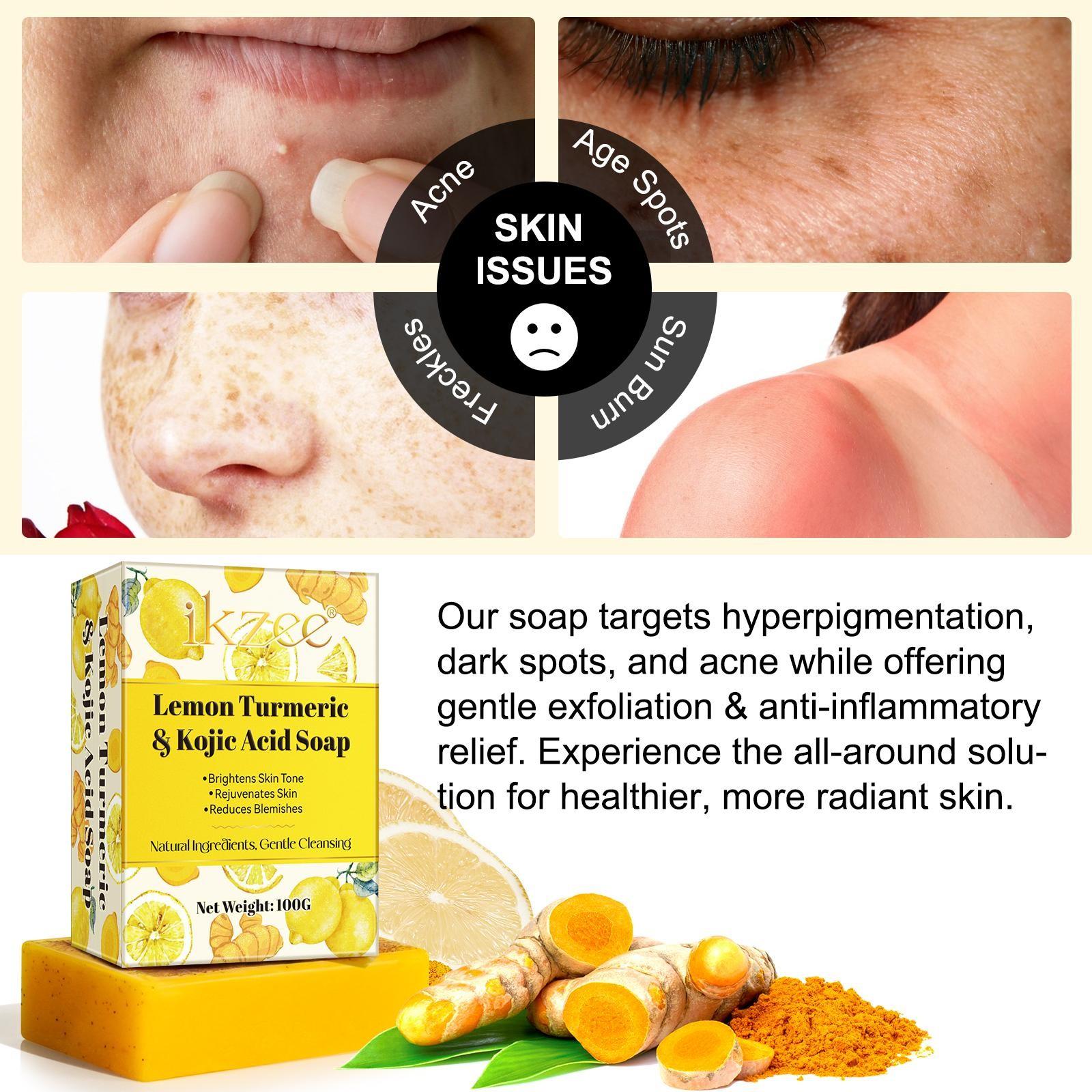 Lemon Turmeric Soap Bar 100g, Gentle Cleaning Formula, Eliminates Odors, Maintains Personal Hygiene, Mild Scented Soap for Daily Use, Gentle Cleansing Soap