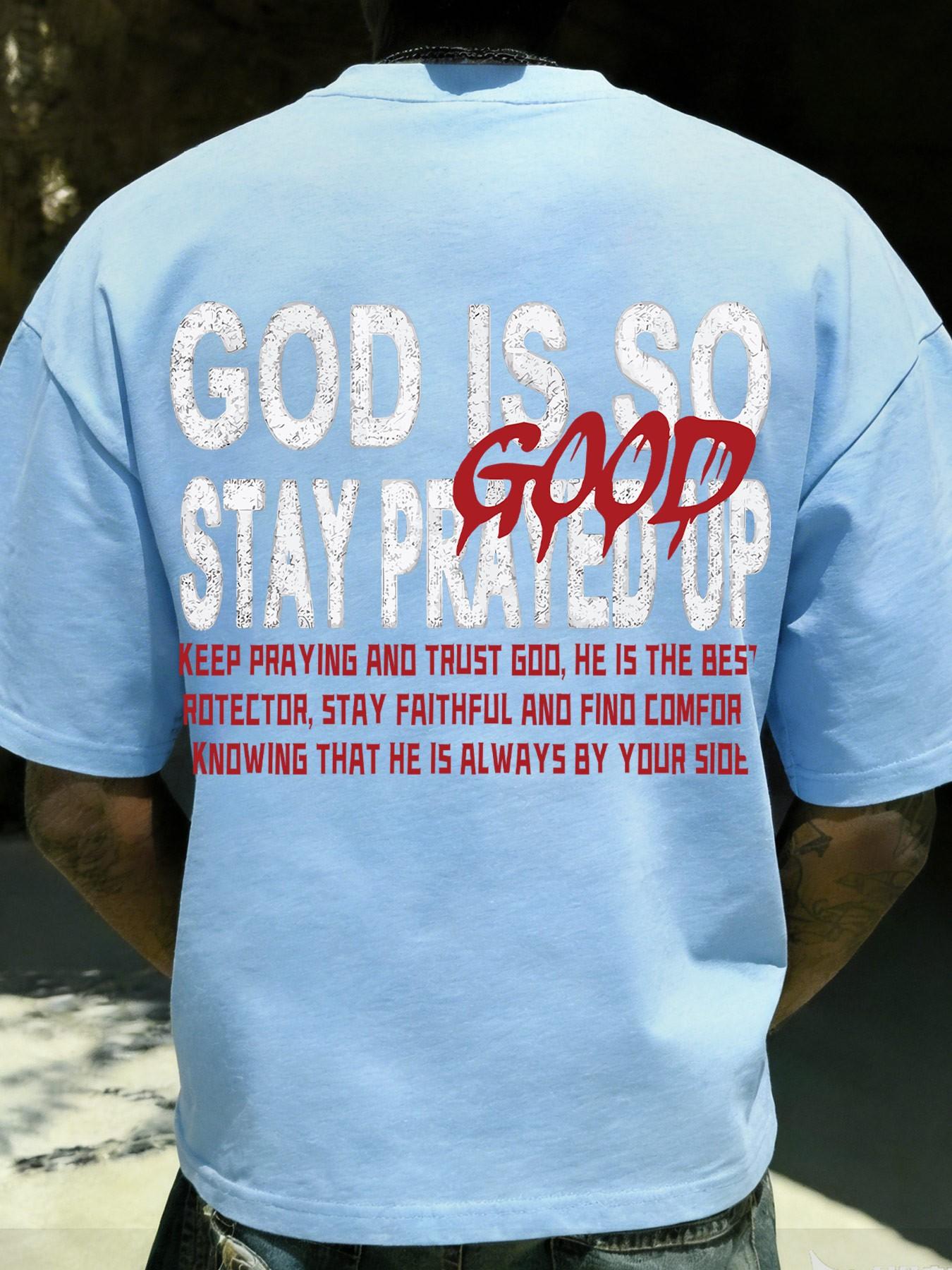 God Is so Good Faith Theme Print American Retro Style Short Sleeve T-Shirt, Casual Loose-Fitting Apparel, Without Collar and Button