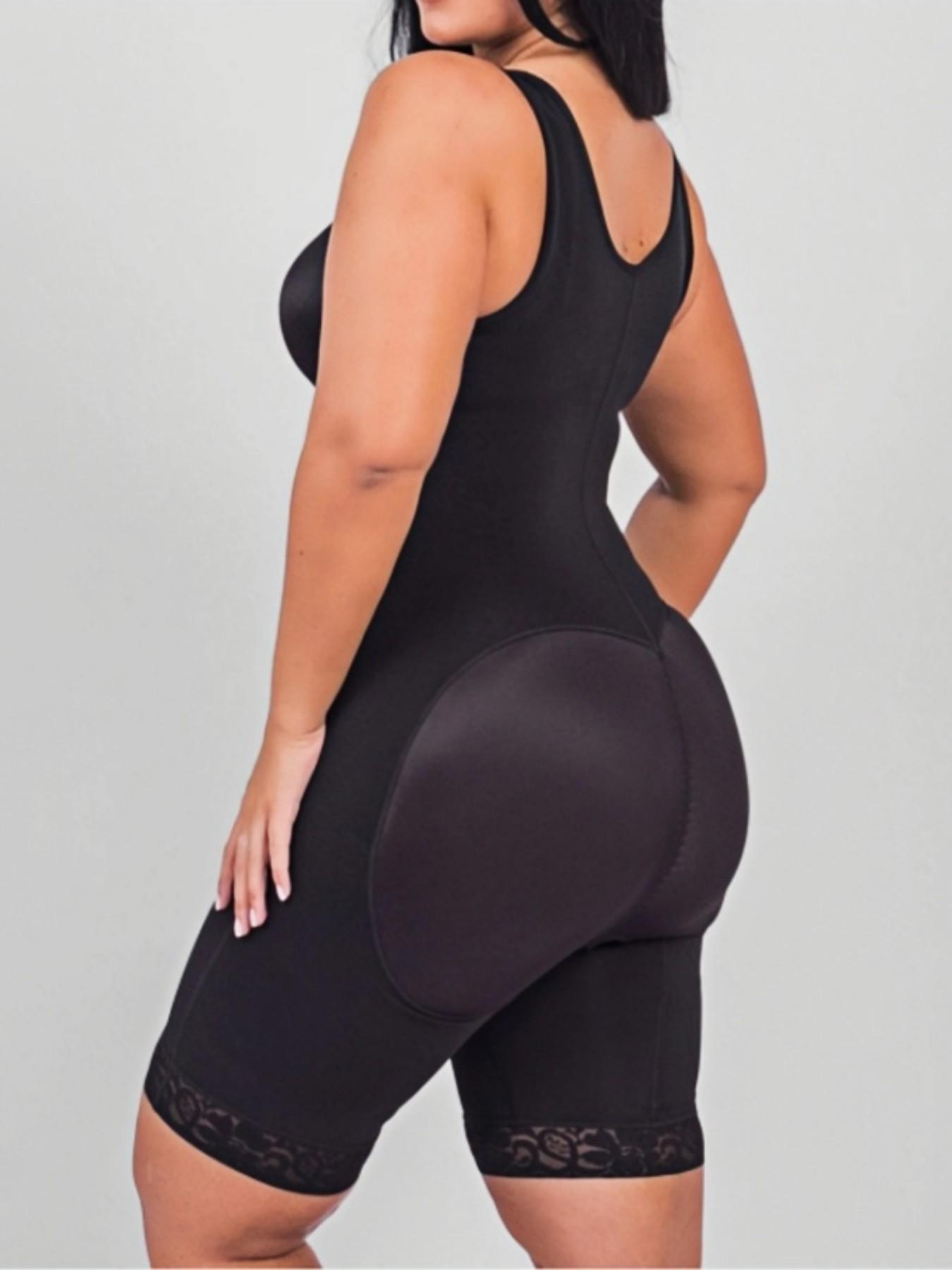 1 Count Women's Underwear Solid Color Anti Slip Lace Trim Full Body Shaper, Fajas, Colombian Shapewear, Silhouette Adjustable Hook Closure Bodysuit, Abdomen Smoothing Butt Enhancing Shapewear, High Support Contouring Jumpsuit, Suitable for Valentine's Day