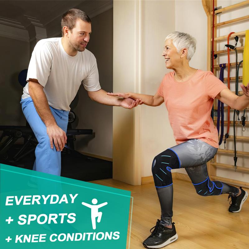 Enhanced Knee Support Capable of 60 Pounds Adjustable Knee Brace for Running, Gym & Daily Training，2 Built-in Metal Stabilizers Inside