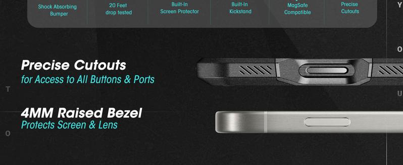 SUPCASE Rugged Case for iPhone 16/15/14 Pro/Pro Max – MagSafe-compatible, military-grade, with kickstand and belt clip. Shockproof, supports wireless charging. Heavy-duty yet slim. Protector Smartphone